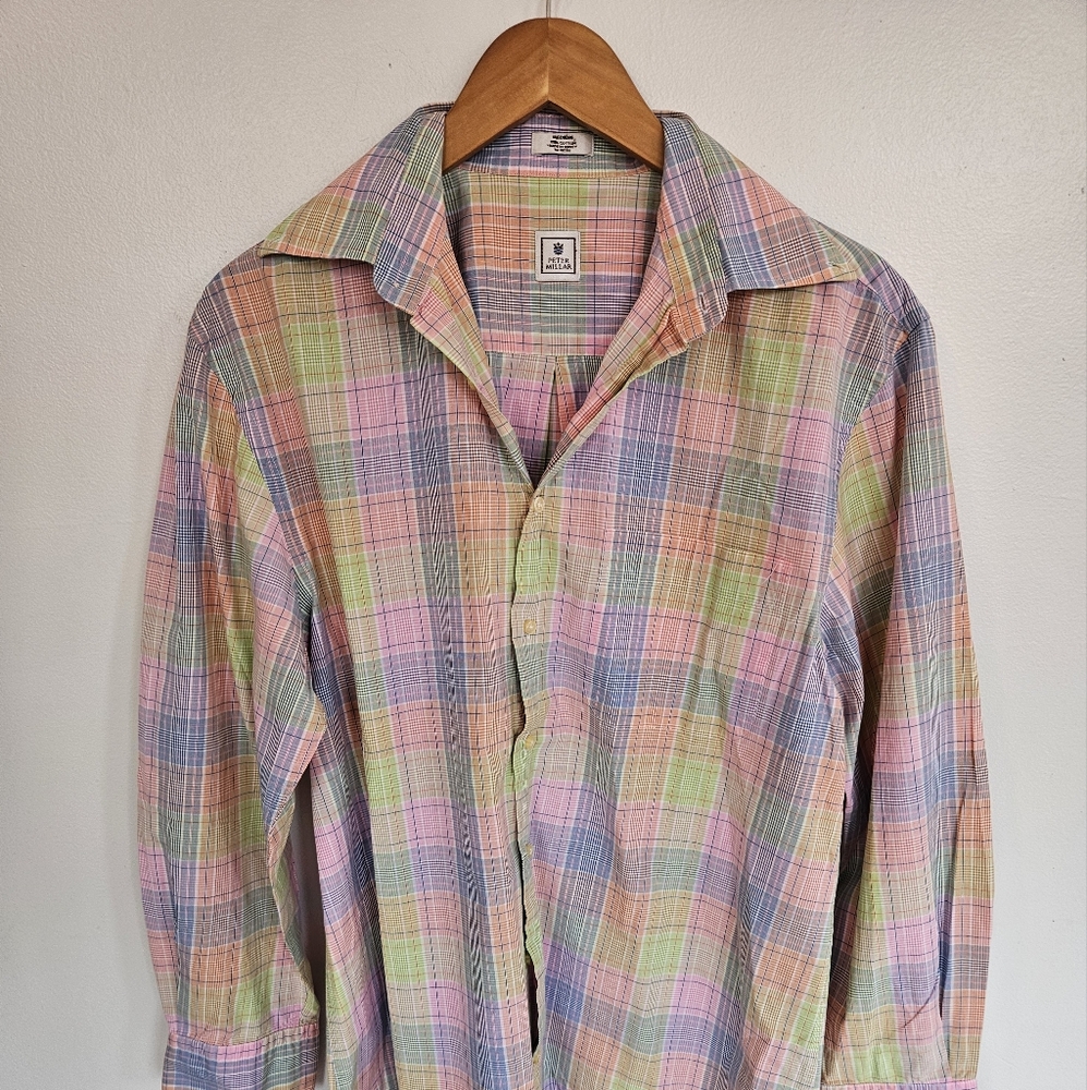 Peter Millar Multicolor Plaid Casual Button Down Shirt